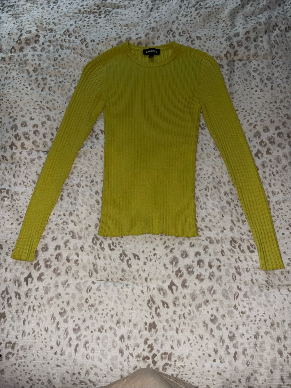 Express Slim Ribbed Crewneck Top - Lime